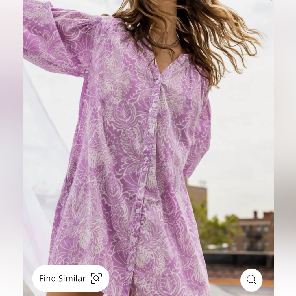 New Lilla P Bracelet Sleeve Buttondown Dress In Violet Floral Print